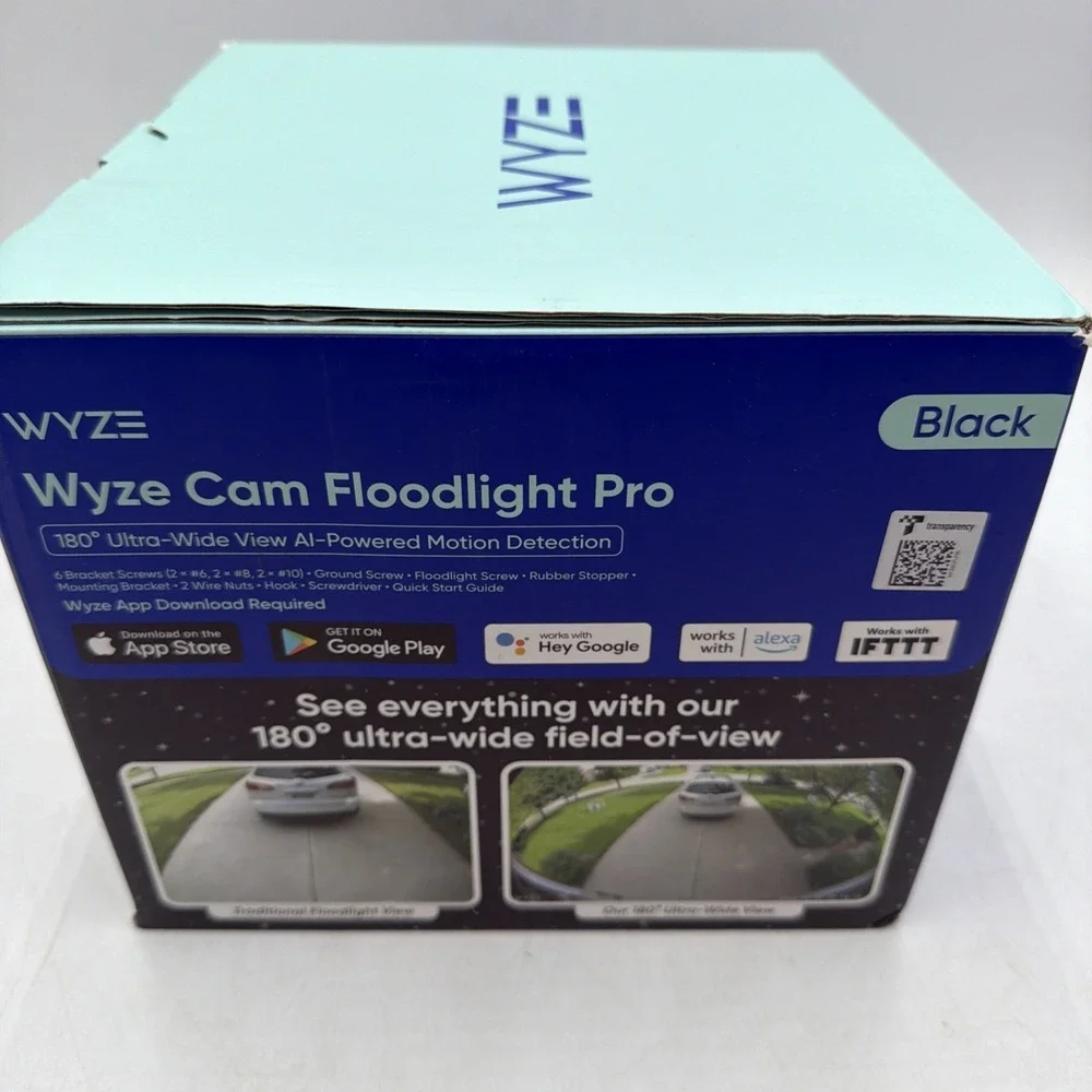 Wyze Cam Floodlight Pro BLACK 3000 Lumen LEDs 180° Wide View 2K HD Outdoor Wired